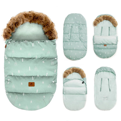 Stroller Footmuff Winter Baby Carriage Bag In Pram Removable Thicker Fur Collar Warm Flannel Newborn Cocoon Baby Envelope