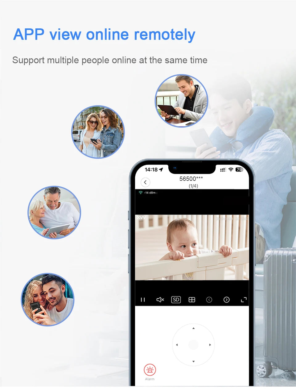 Caméra babyphone WiFi 2K 360° – Vision nocturne couleur & détection de pleurs