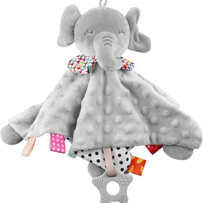 Doudou Éléphant Bébé | Hochet Apaisant Naissance | Plat Gris Rose
