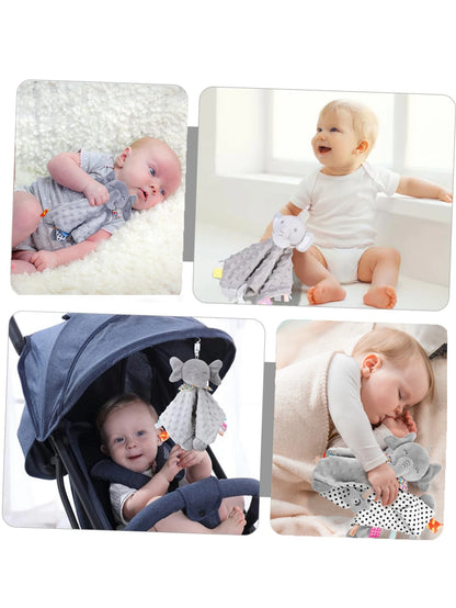 Doudou Éléphant Bébé | Hochet Apaisant Naissance | Plat Gris Rose