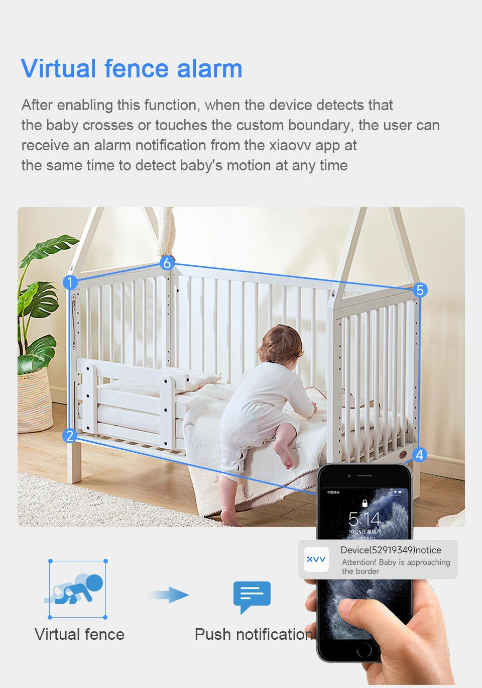 Caméra babyphone WiFi 2K 360° – Vision nocturne couleur & détection de pleurs
