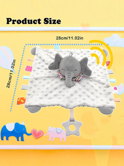Doudou Éléphant Bébé | Hochet Apaisant Naissance | Plat Gris Rose