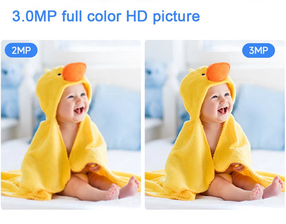 Caméra babyphone WiFi 2K 360° – Vision nocturne couleur & détection de pleurs