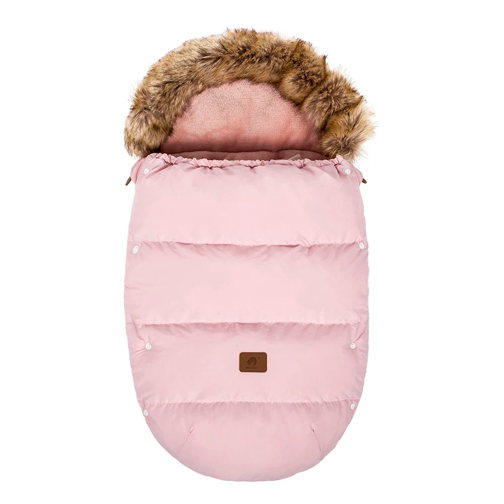 Stroller Footmuff Winter Baby Carriage Bag In Pram Removable Thicker Fur Collar Warm Flannel Newborn Cocoon Baby Envelope