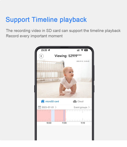 Caméra babyphone WiFi 2K 360° – Vision nocturne couleur & détection de pleurs