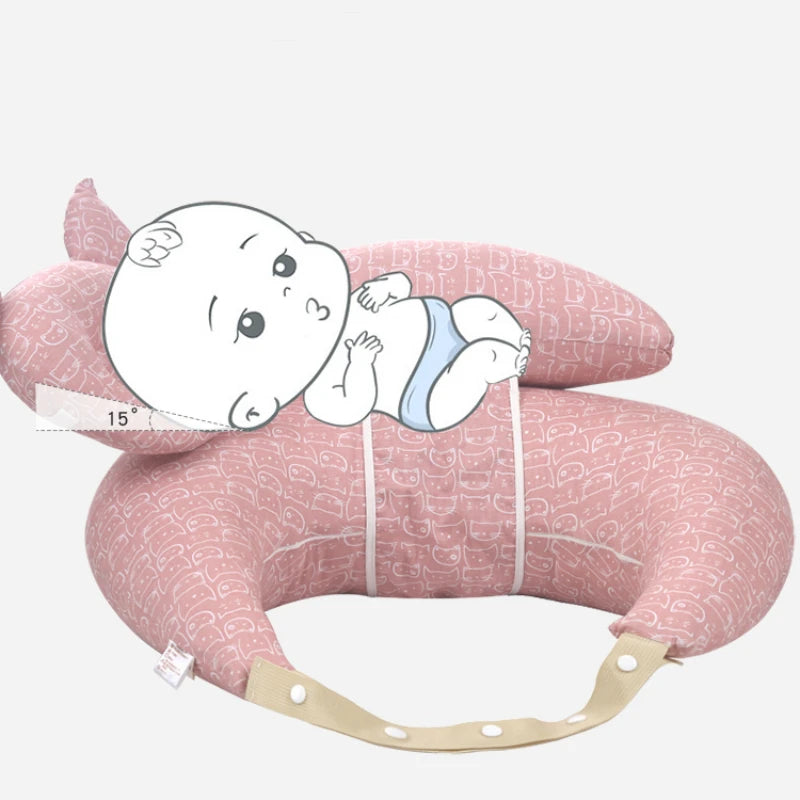 Oreiller d'allaitement en U multifonction – Sangle cervicale réglable, motifs bébé, lavable