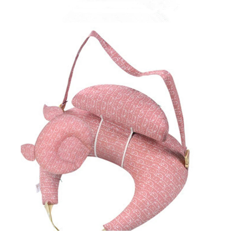 Oreiller d'allaitement en U multifonction – Sangle cervicale réglable, motifs bébé, lavable