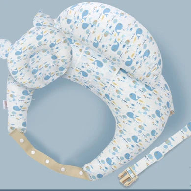Oreiller d'allaitement en U multifonction – Sangle cervicale réglable, motifs bébé, lavable