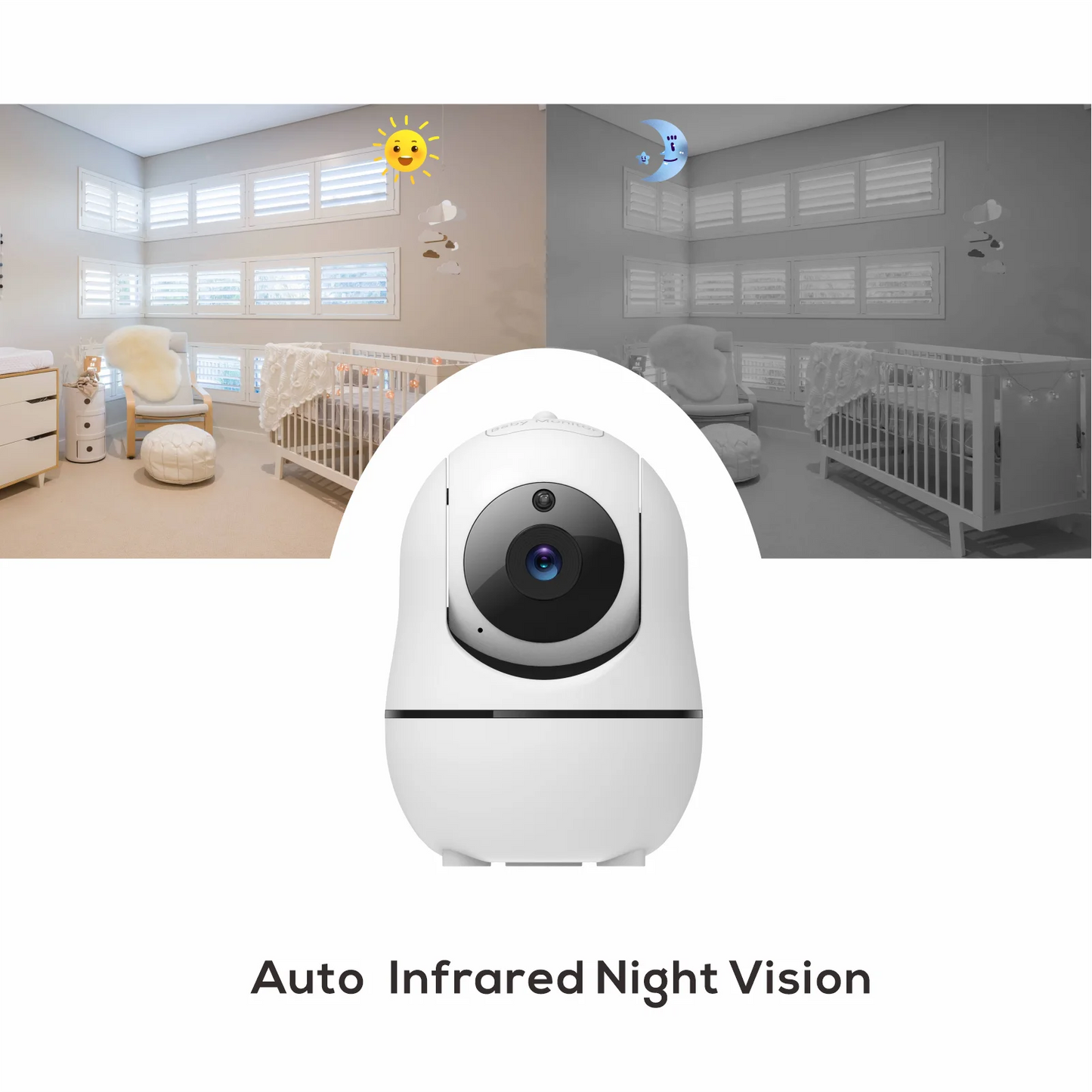 Babyphone vidéo 5" zoom 4x – Batterie 22h, portée 300m, PTZ & vision nocturne