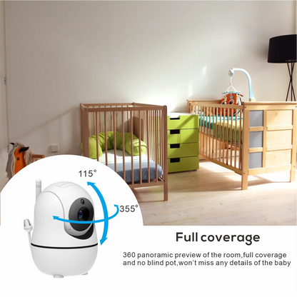Babyphone vidéo 5" zoom 4x – Batterie 22h, portée 300m, PTZ & vision nocturne