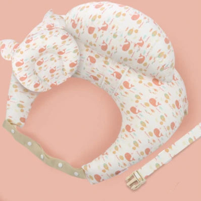 Oreiller d'allaitement en U multifonction – Sangle cervicale réglable, motifs bébé, lavable