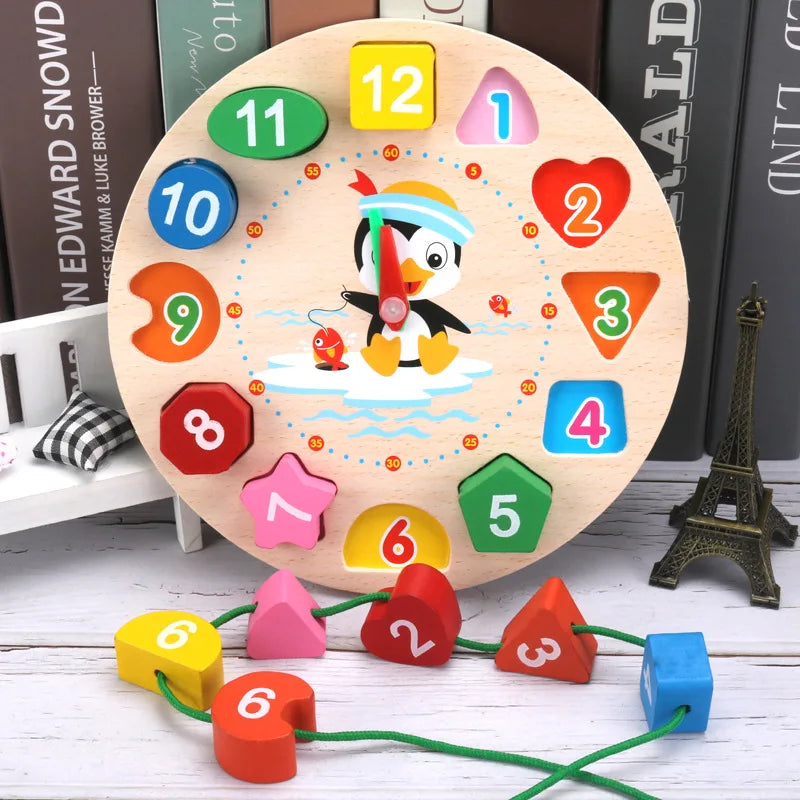Horloge Montessori en bois – Apprentissage ludique de l'heure pour enfants