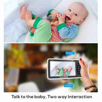 Babyphone vidéo 5" zoom 4x – Batterie 22h, portée 300m, PTZ & vision nocturne