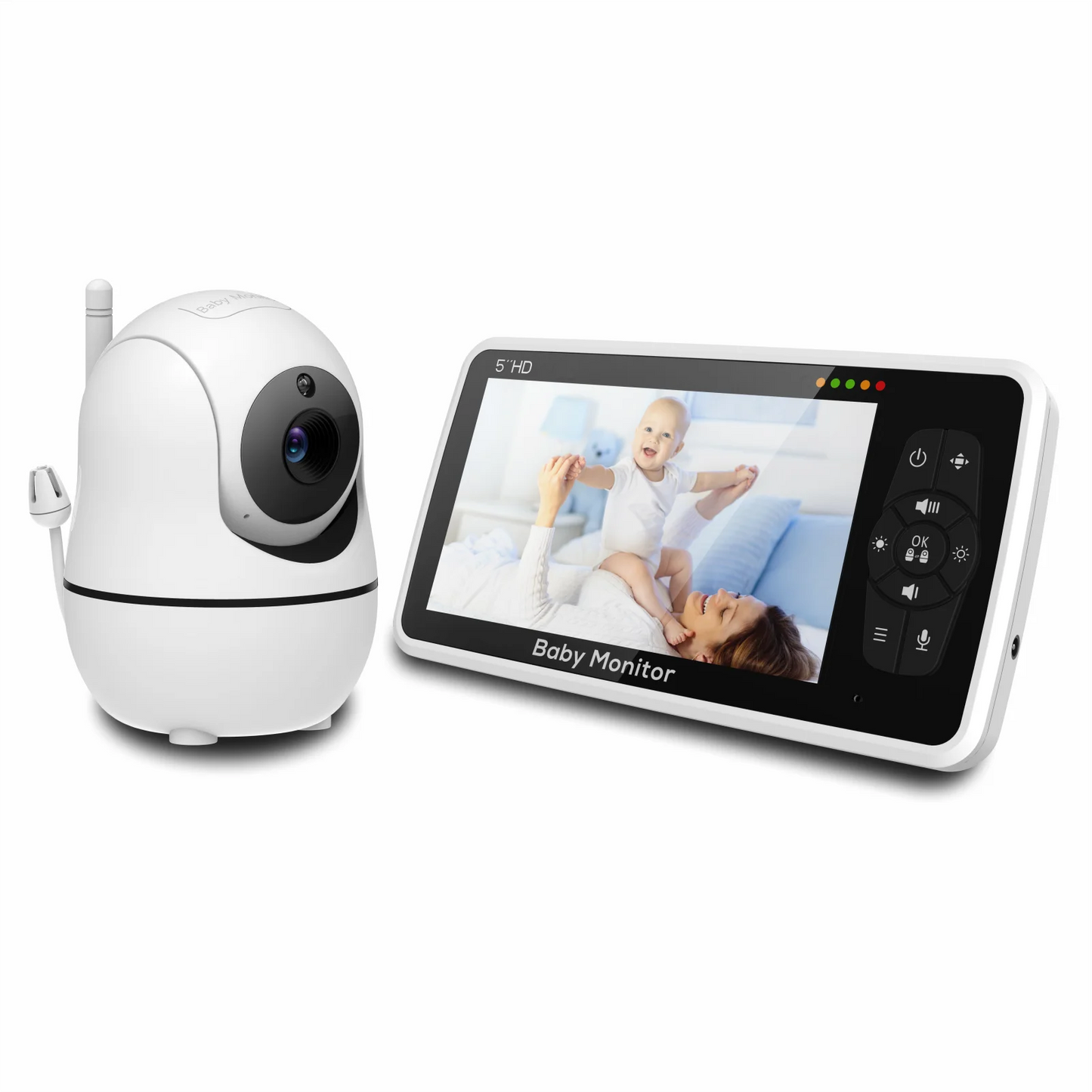 Babyphone vidéo 5" zoom 4x – Batterie 22h, portée 300m, PTZ & vision nocturne