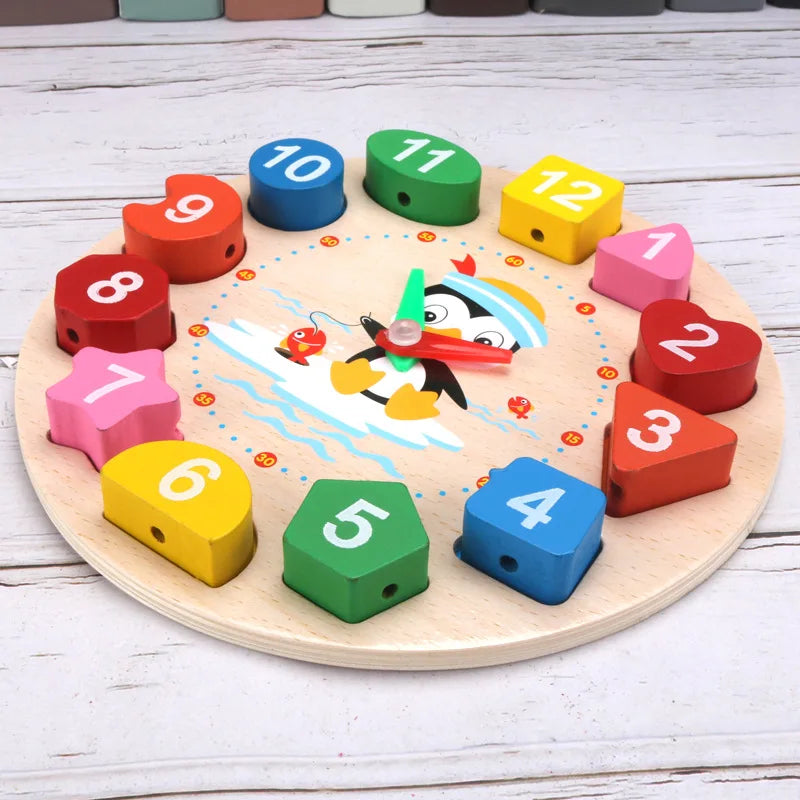 Horloge Montessori en bois – Apprentissage ludique de l'heure pour enfants