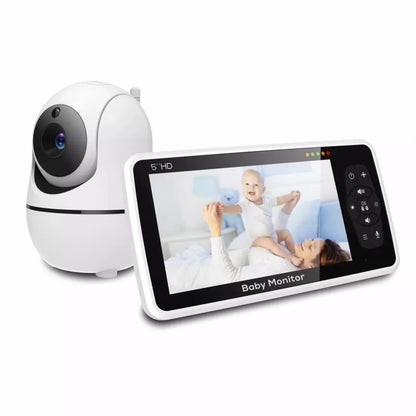 Babyphone vidéo 5" zoom 4x – Batterie 22h, portée 300m, PTZ & vision nocturne