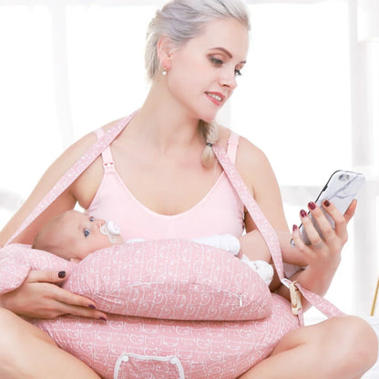 Oreiller d'allaitement en U multifonction – Sangle cervicale réglable, motifs bébé, lavable