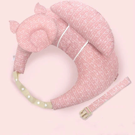 Oreiller d'allaitement en U multifonction – Sangle cervicale réglable, motifs bébé, lavable