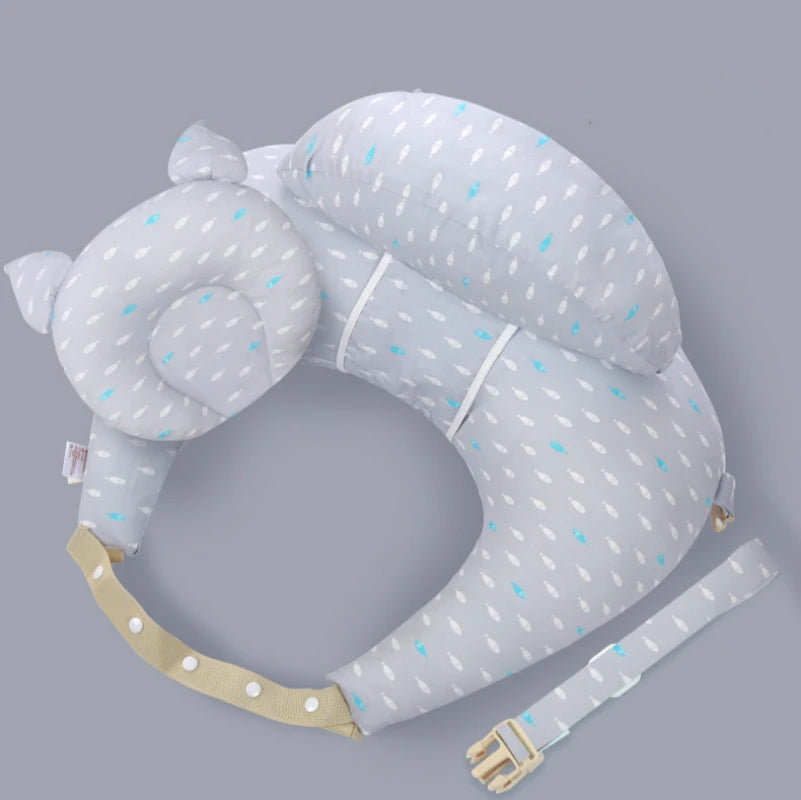 Oreiller d'allaitement en U multifonction – Sangle cervicale réglable, motifs bébé, lavable