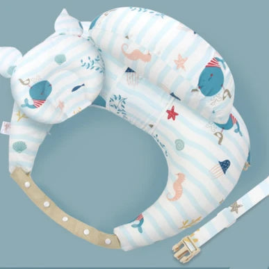 Oreiller d'allaitement en U multifonction – Sangle cervicale réglable, motifs bébé, lavable