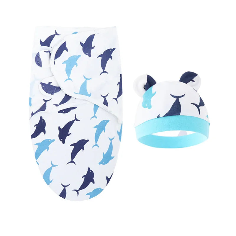 Ensemble emmaillotage bonnet nouveau-né – 100% coton, motifs dessin animé, 0-6 mois
