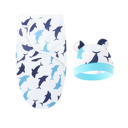 Ensemble emmaillotage bonnet nouveau-né – 100% coton, motifs dessin animé, 0-6 mois