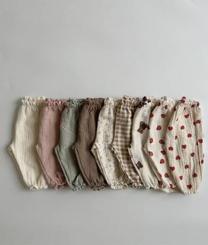 Pantalon Bébé Coton Doux | Imprimé Mignon | Mousseline | 3 Mois – 3 Ans