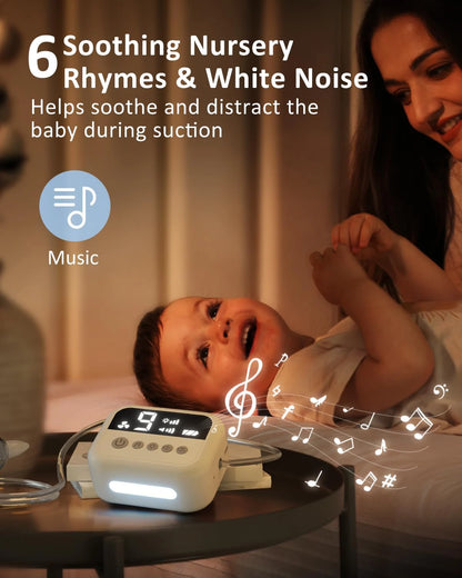 Aspirateur nasal bébé électrique premium – Musique intégrée, veilleuse & 9 niveaux d'aspiration
