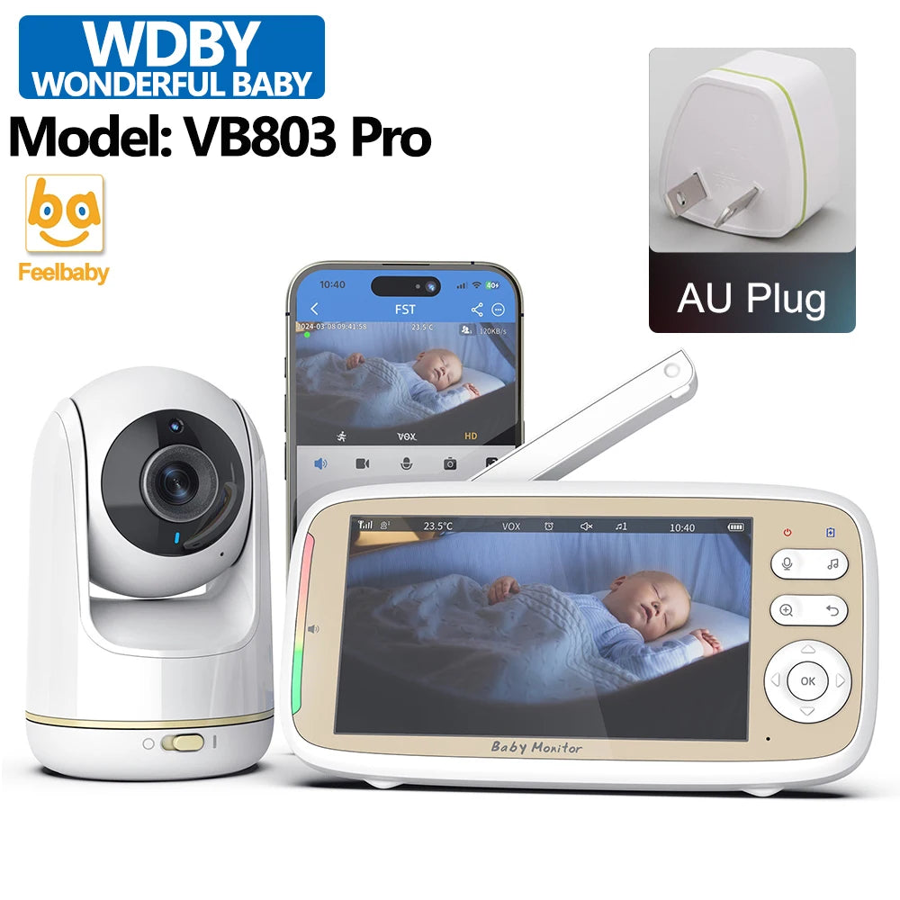 Babyphone vidéo 5" PTZ zoom 3x WiFi – Audio bidirectionnel & vision nocturne