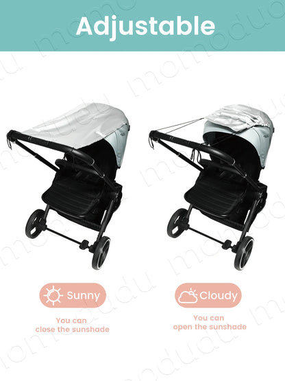 Pare-Soleil Poussette Universel | Ombrelle Anti-UV, Moustiquaire & Pluie | Double Usage