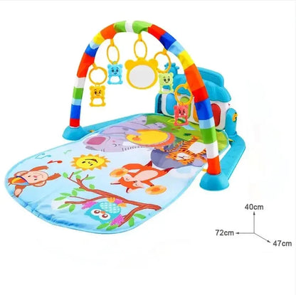 Tapis musical bébé – Tapis d’éveil interactif avec piano et arche de jeu