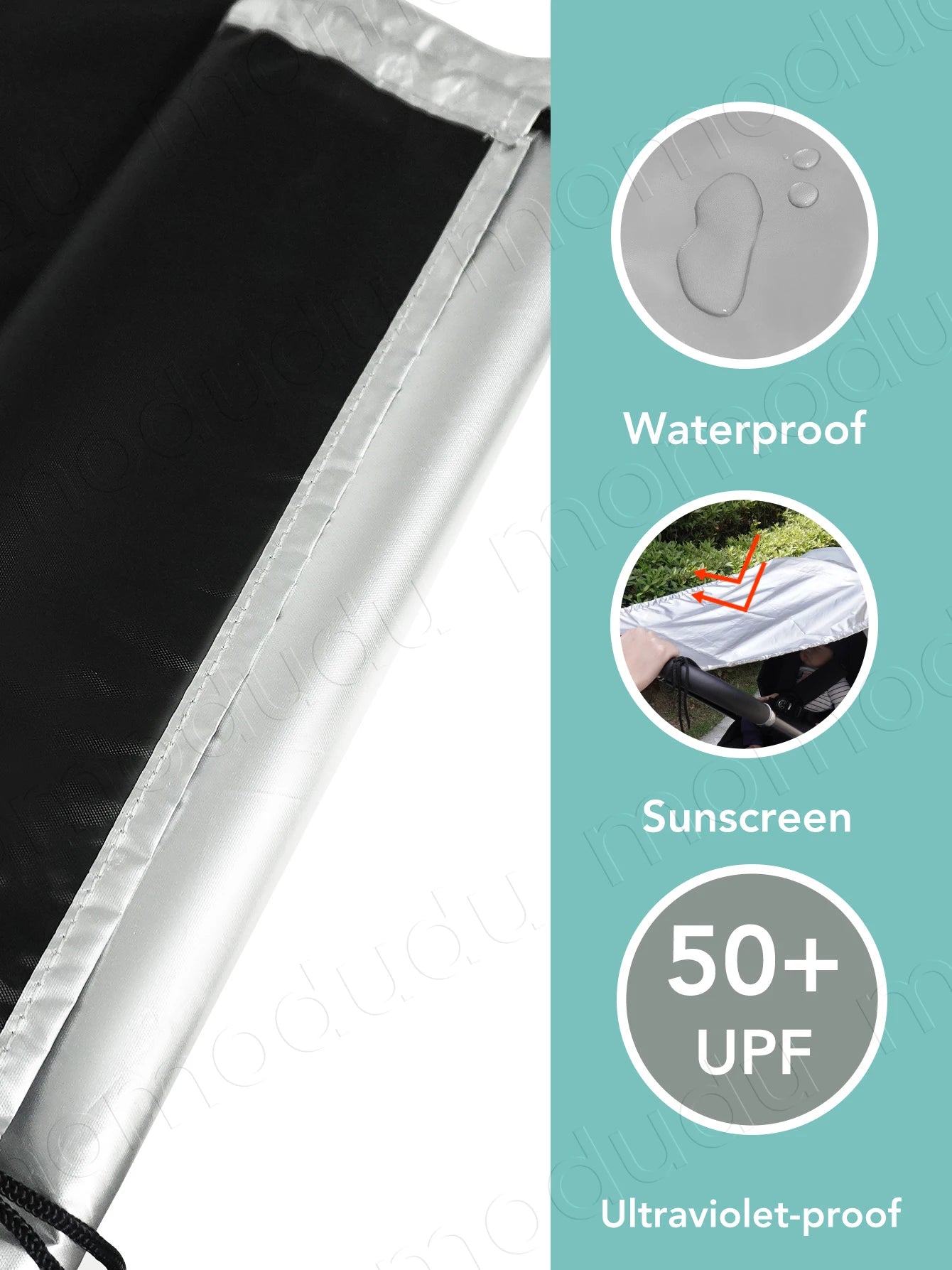 Pare-Soleil Poussette Universel | Ombrelle Anti-UV, Moustiquaire & Pluie | Double Usage