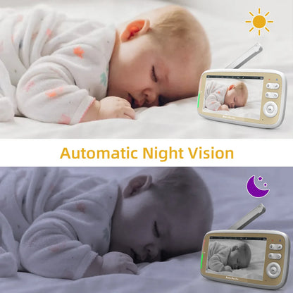 Babyphone vidéo 5" PTZ zoom 3x WiFi – Audio bidirectionnel & vision nocturne