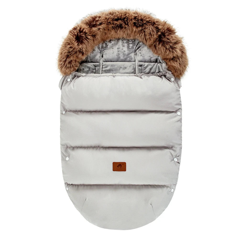 Stroller Footmuff Winter Baby Carriage Bag In Pram Removable Thicker Fur Collar Warm Flannel Newborn Cocoon Baby Envelope