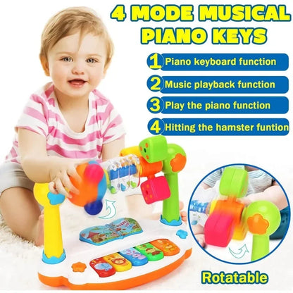 Piano Musical Bébé | Clavier Rotatif Lumineux & Sonore | Cadeau Enfant