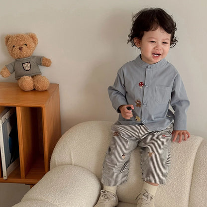 Pantalon Bébé Garçon | Jean Rayé Ample | Sarouel Coton | 1 Mois – 7 Ans