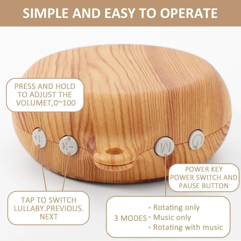 Baby Bed Bell Music Box Hanging Toys Wood Grain 360° Rotary Newborn Infant Crib Mobile Musical Box 0 12 Months Baby Rattles Toys