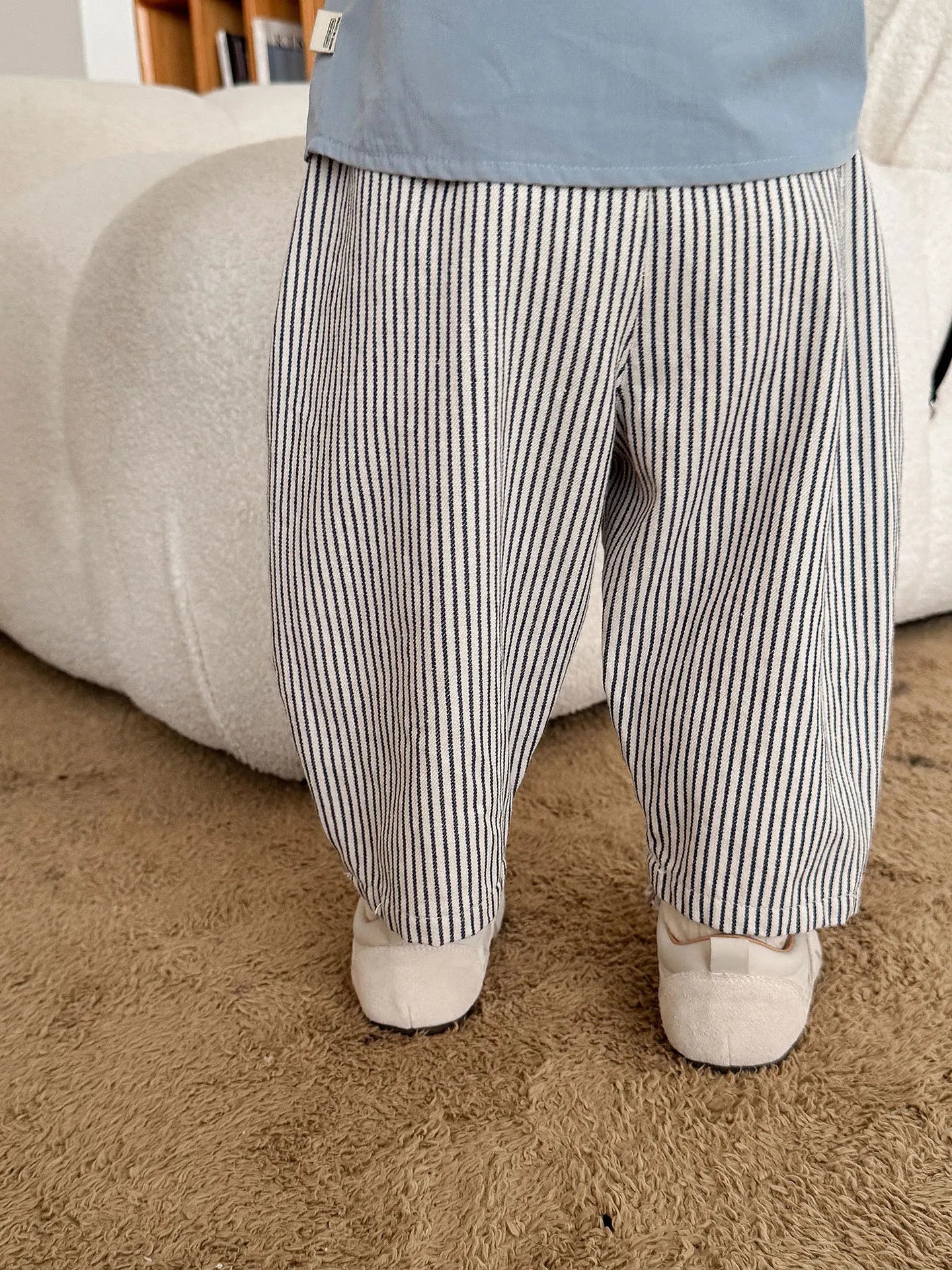Pantalon Bébé Garçon | Jean Rayé Ample | Sarouel Coton | 1 Mois – 7 Ans