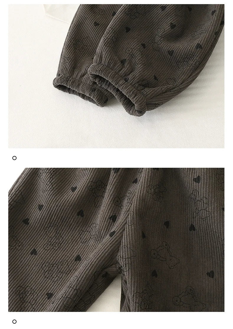 Pantalon Doublé Polaire Enfant | Motif Pois Rétro | Fille & Garçon | 12M – 9 Ans