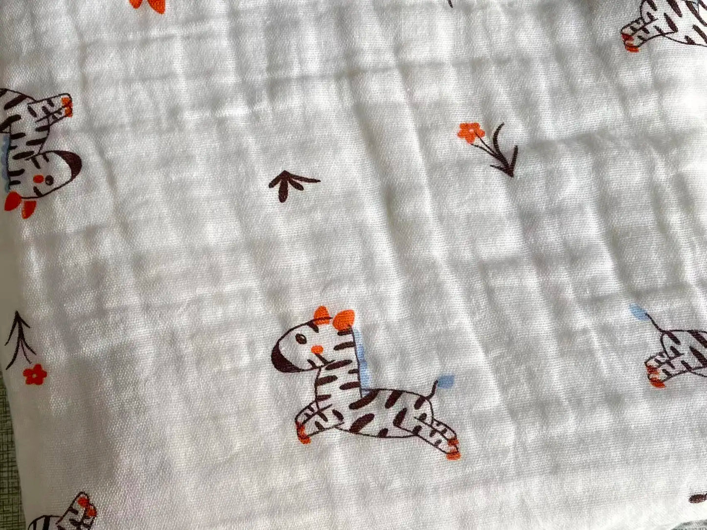 Couverture Gaze Coton Bébé 6 Couches | Lange Mousseline Emmaillotage | Motifs Animaux