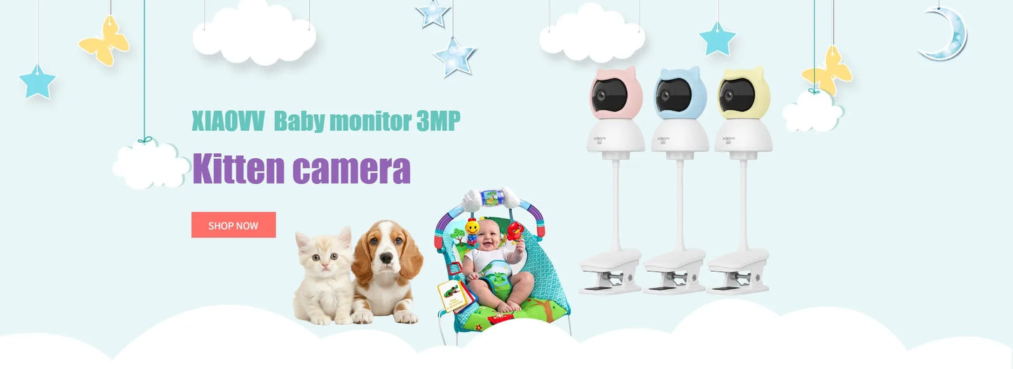 Caméra babyphone WiFi 2K 360° – Vision nocturne couleur & détection de pleurs