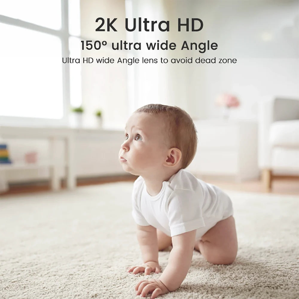 Caméra babyphone WiFi 2K 360° – Vision nocturne couleur & détection de pleurs
