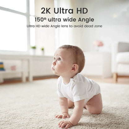 Caméra babyphone WiFi 2K 360° – Vision nocturne couleur & détection de pleurs