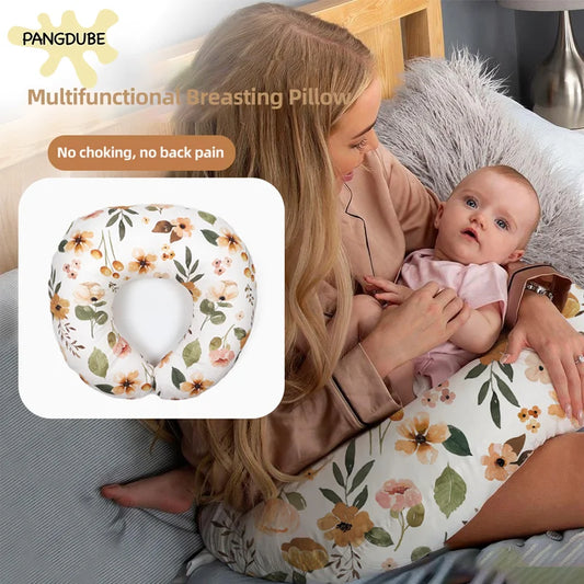 Oreiller d'allaitement en U angle 30° – Coton pur, housse amovible lavable machine