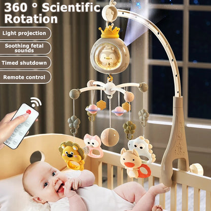 Mobile Musical Bébé Lit | Veilleuse Projecteur Télécommande | Fille Garçon