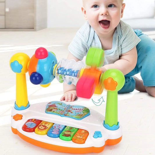 Piano Musical Bébé | Clavier Rotatif Lumineux & Sonore | Cadeau Enfant
