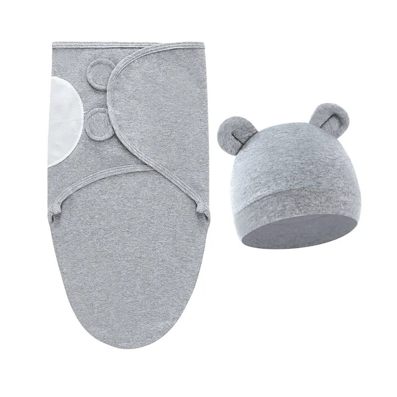 Ensemble emmaillotage bonnet nouveau-né – 100% coton, motifs dessin animé, 0-6 mois