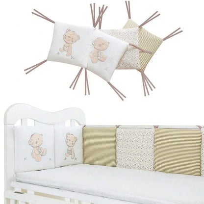 Protège Barreau Lit Bébé | Lot de 6 Coussins Anti-Collision | Coton Respirant