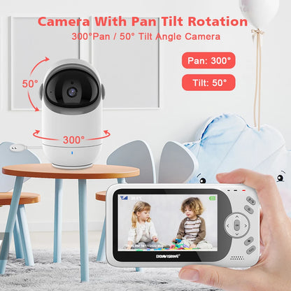 Babyphone vidéo sans WiFi PTZ 4,3" – Audio bidirectionnel, vision nocturne, longue portée
