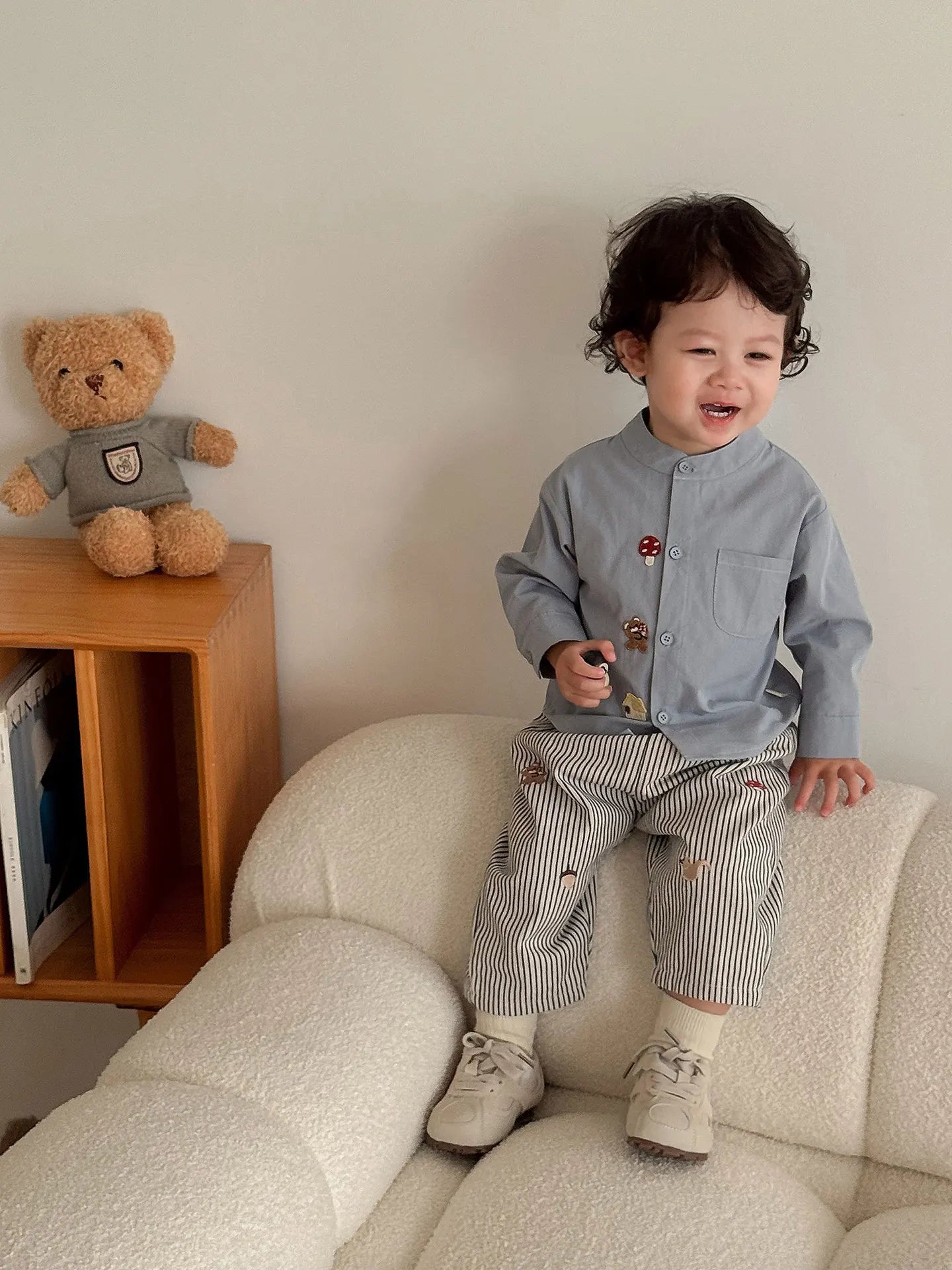 Pantalon Bébé Garçon | Jean Rayé Ample | Sarouel Coton | 1 Mois – 7 Ans
